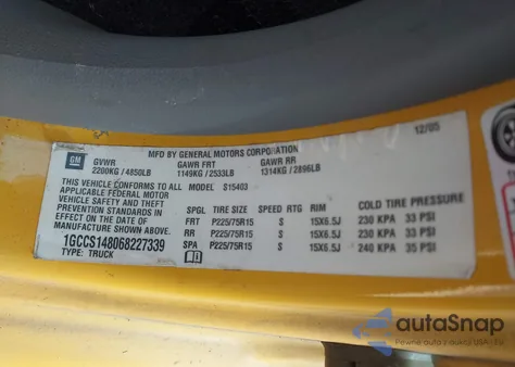 2006 Chevrolet Colorado Ls from USA, damaged, VIN 1GCCS148068227339